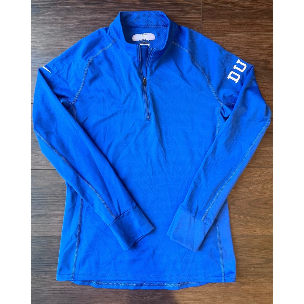 Nike Duke University Blue Dri-FIT Quarter Zip Team Issued Pullover Womens Medium
